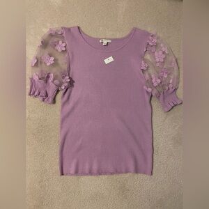 CATO lightweight short sleeve floral sweater- large NWT